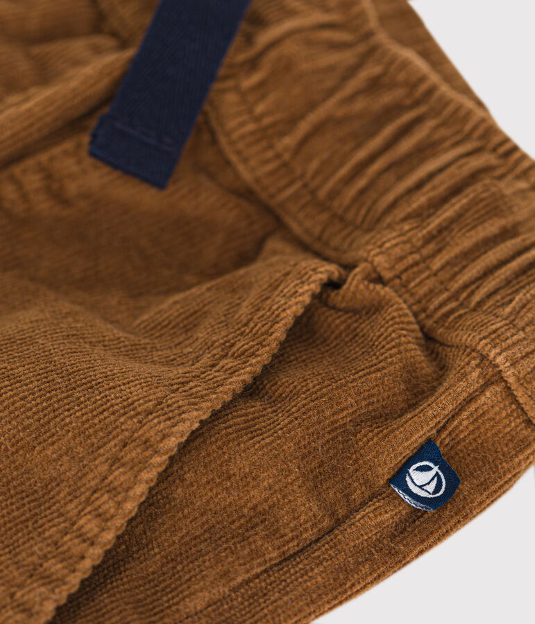 Boys' straight-fit corduroy trousers brown