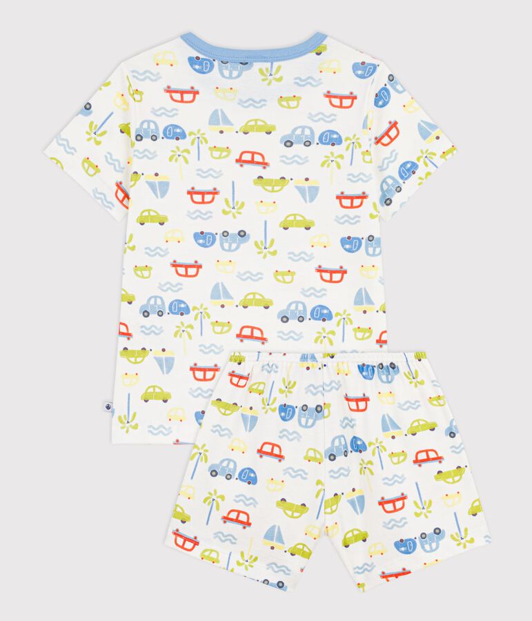 Children's short car print cotton pyjamas MARSHMALLOW white/MULTICO white