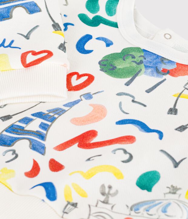 Babies' Paris Opera print cotton sweatshirt white/multicolor