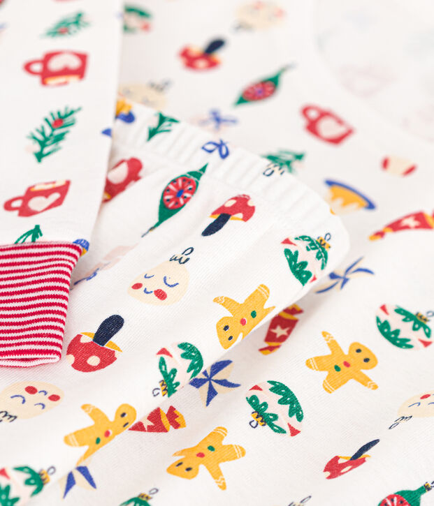 Christmas print cotton pyjamas white/multicolor