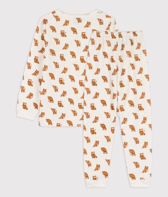 Children's velour pyjamas MARSHMALLOW white/ECUREUIL