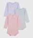 Pack of babies' long-sleeved openwork cotton bodies