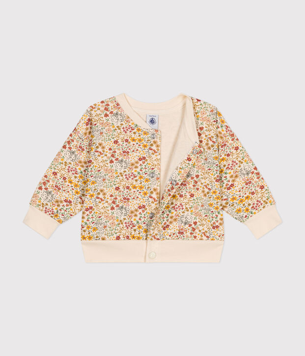 Babies' quilted tube knit cardigan Ecru/multicolor
