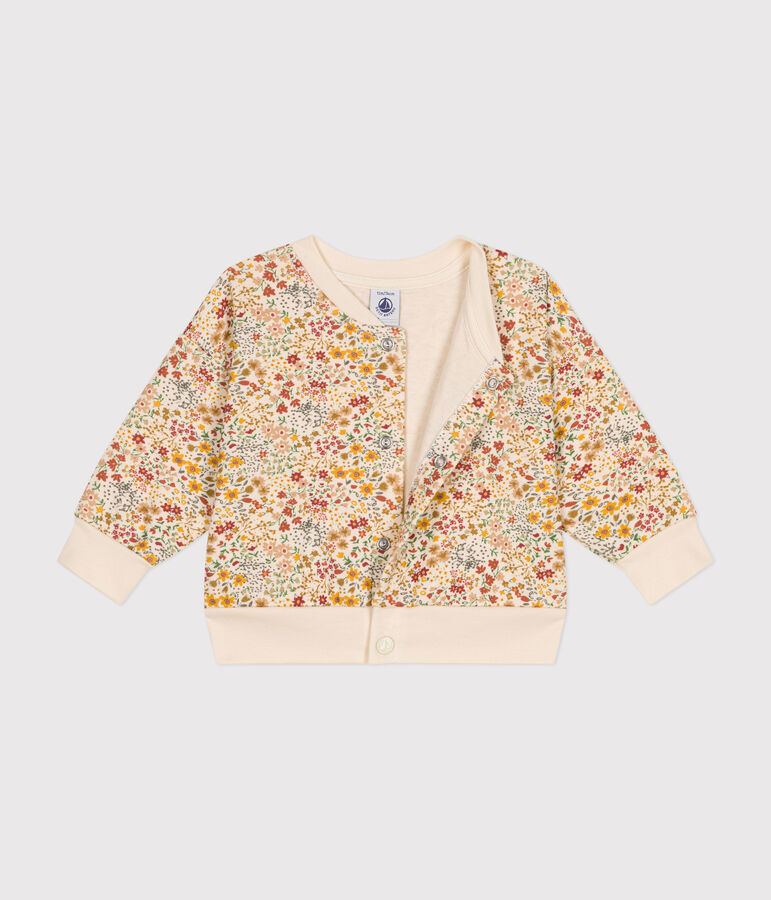 Babies' quilted tube knit cardigan Ecru/multicolor