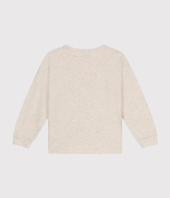 Boys' long-sleeved slub jersey T-shirt MONTELIMAR CHINE beige