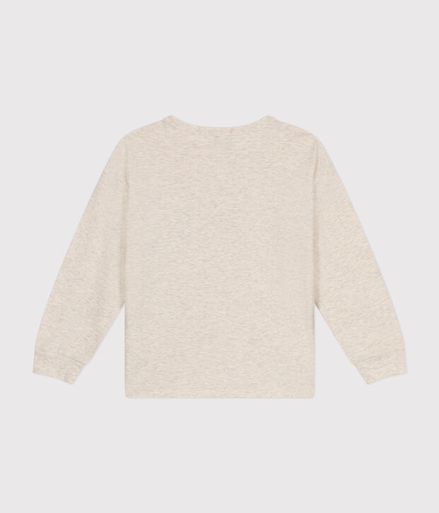 Boys' long-sleeved slub jersey T-shirt beige
