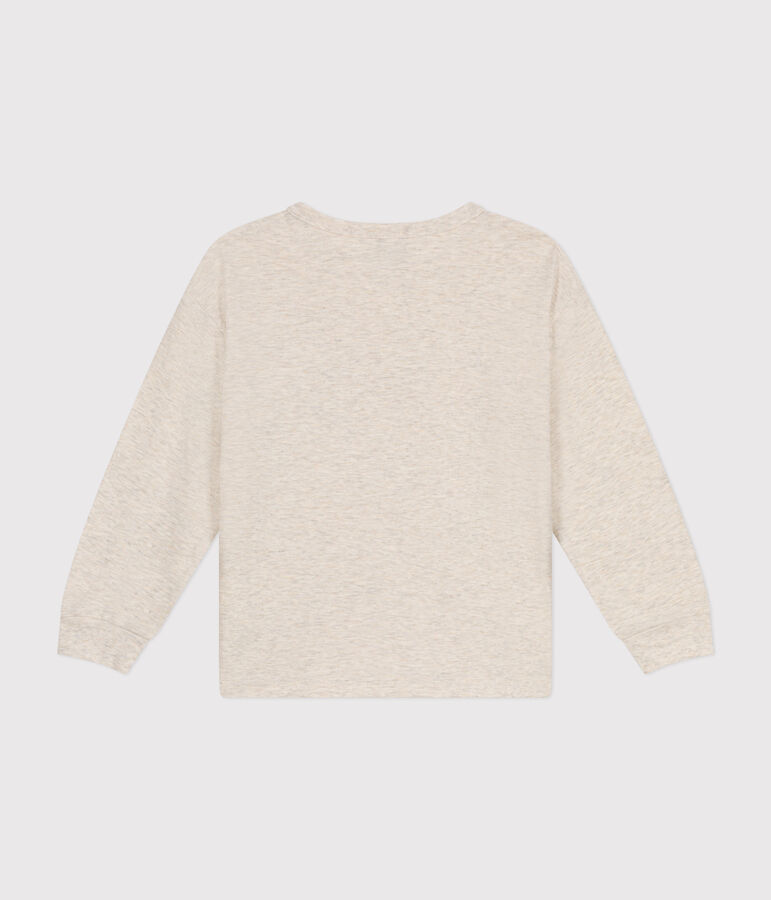 Boys' long-sleeved slub jersey T-shirt beige