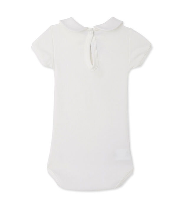 Baby girls' bodysuit with collar Lait white