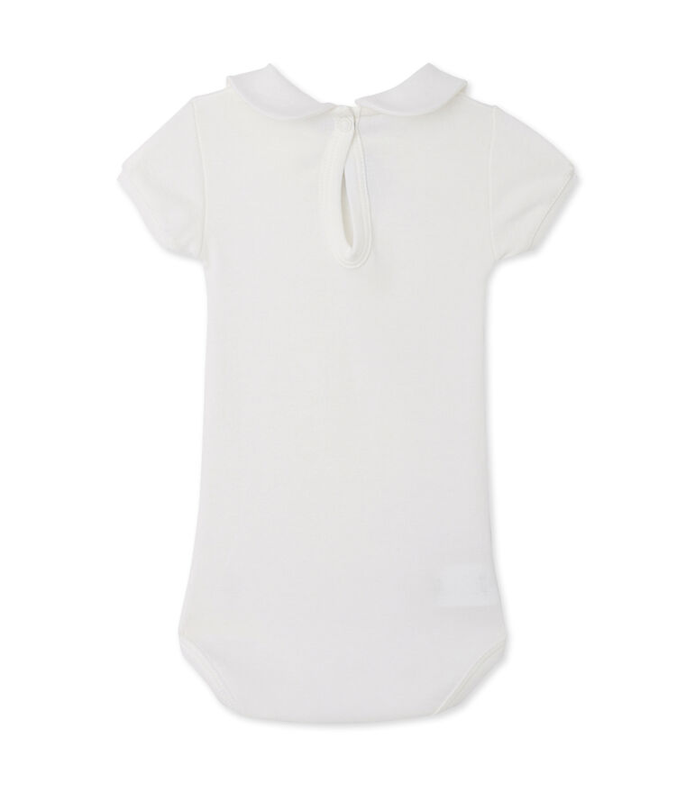 Baby girls' bodysuit with collar Lait white