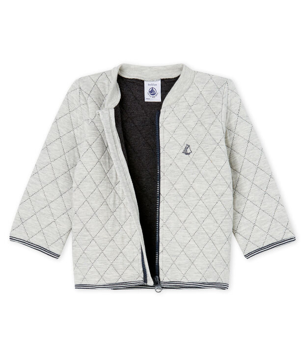 Baby Boys' Quilted Tube Knit Cardigan grey