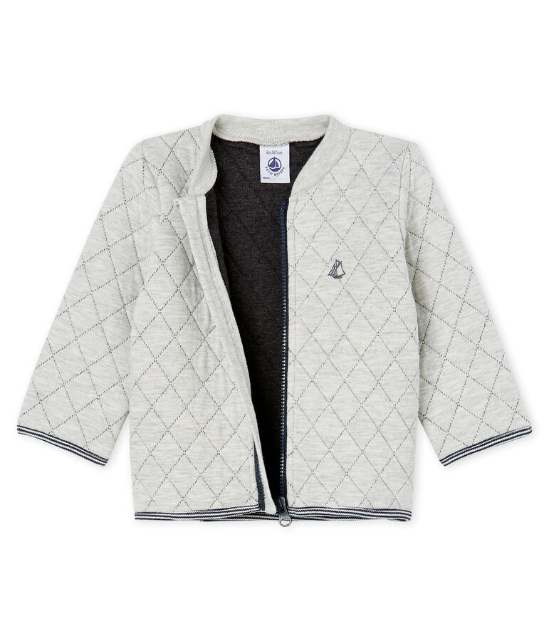 Baby Boys' Quilted Tube Knit Cardigan grey