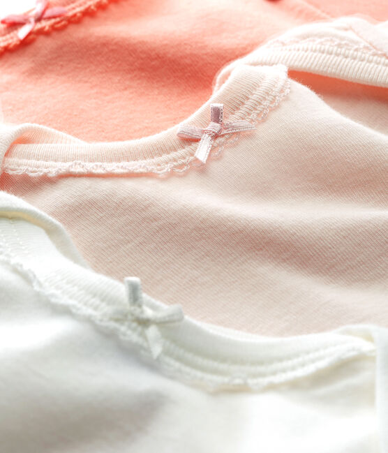 Baby Girls' Short-Sleeved Cotton and Linen Bodysuit - Set of 3 variante 1