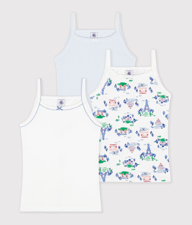 Pack of children's Paris print cotton tank tops multicolor