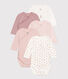 Long-Sleeved Wrapover Cotton Bodysuits - 5-Pack