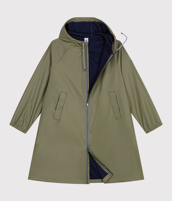 Women's long raincoat in two colours OLIVINE green