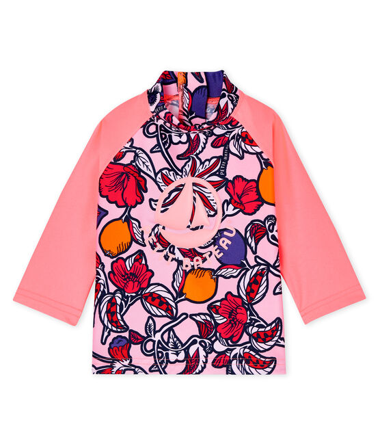 Baby Girls' Eco-Friendly UPF 50+ UV-Proof T-Shirt MERVEILLE pink/MULTICO white
