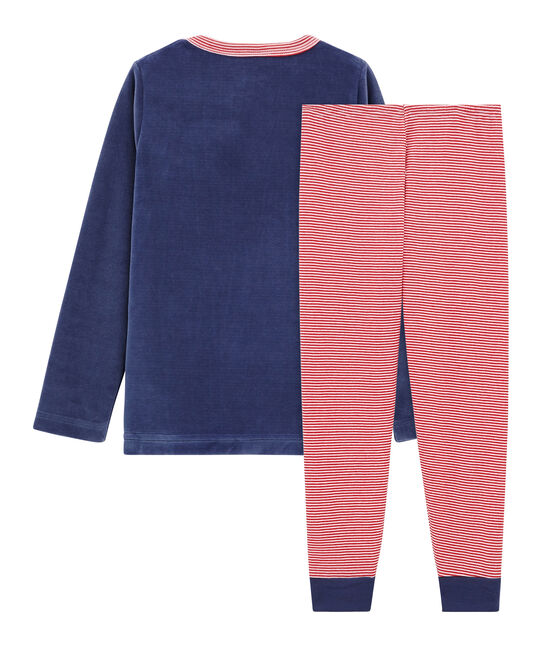Girls' Velour Pyjamas CHALOUPE blue/MULTICO white