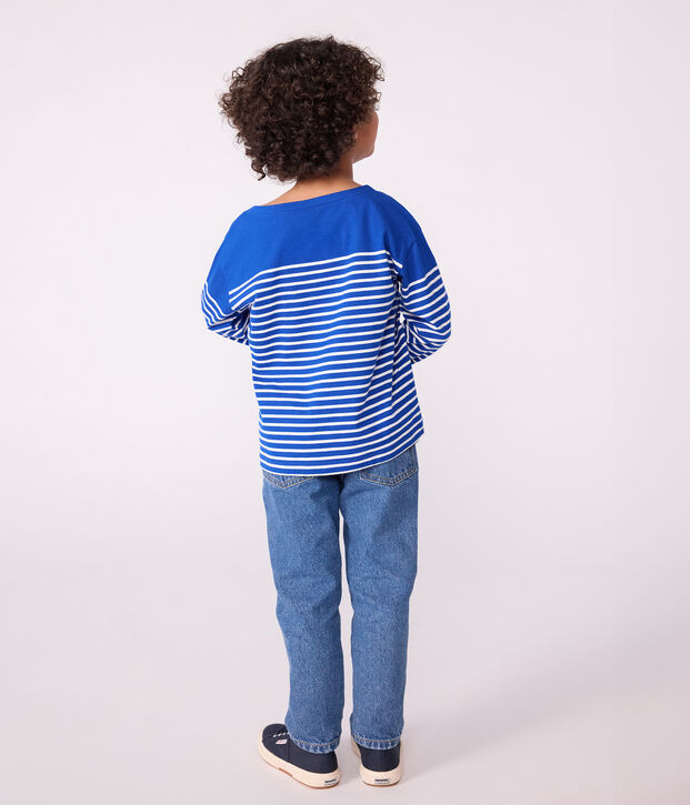 Children's cotton Breton top blue/ecru