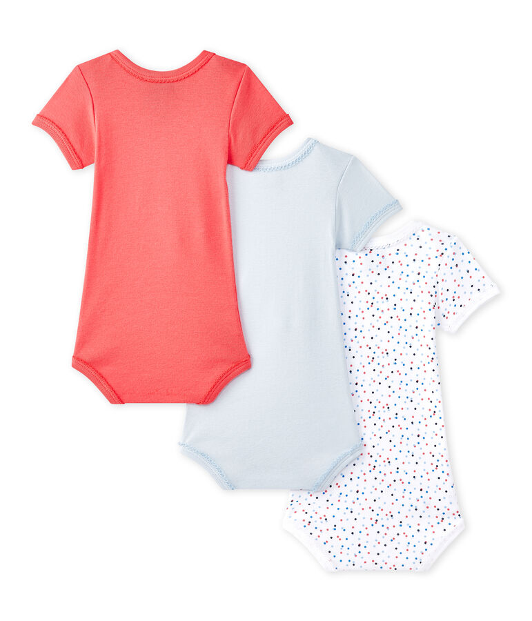Set of 3 baby girls' short-sleeved bodysuits LOT white