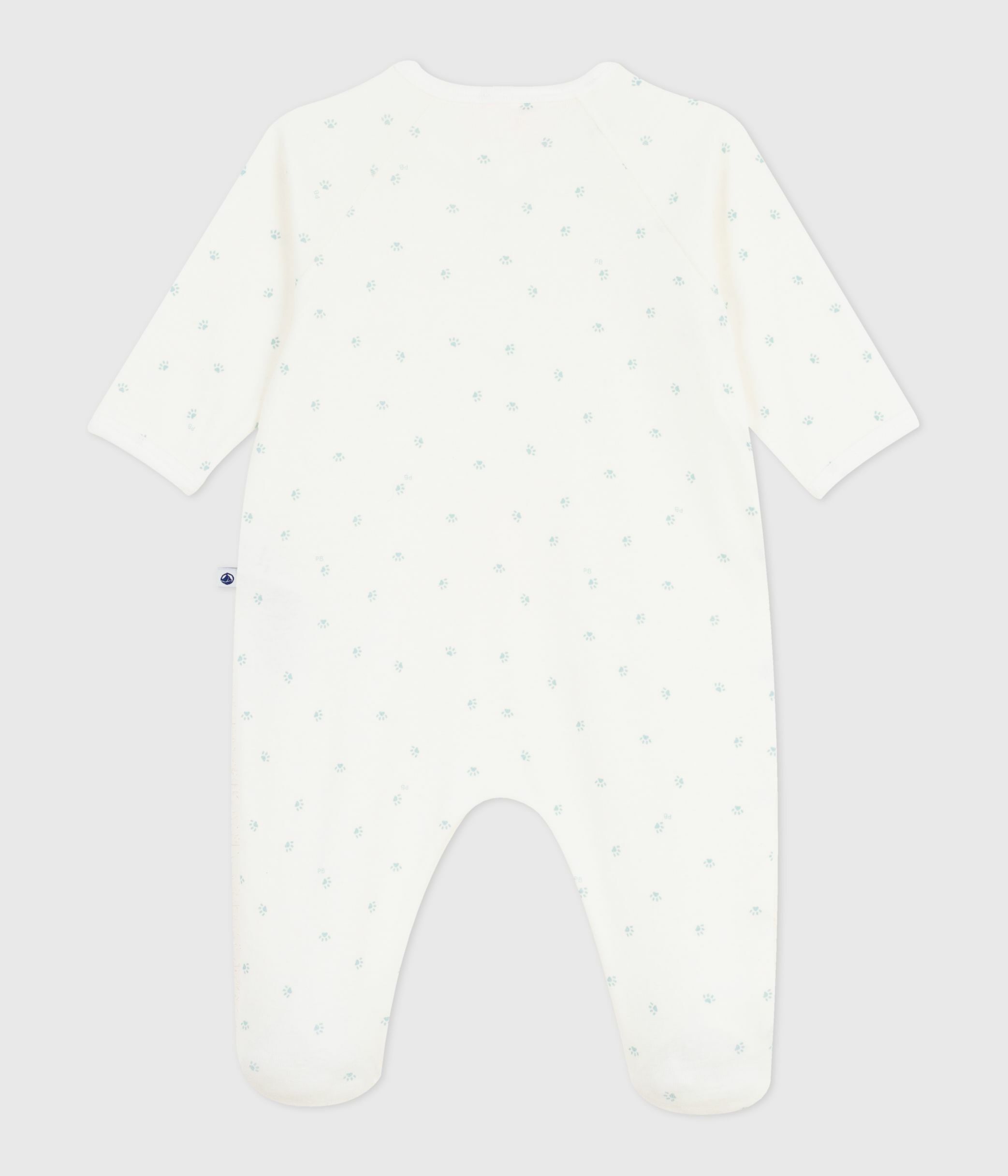 Babies' printed cotton pyjama suit white/blue
