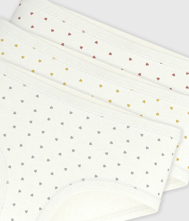 Pack of children's high-waisted heart-print cotton pants multicolor