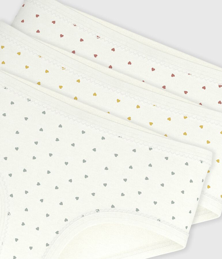 Pack of children's high-waisted heart-print cotton pants variante 1