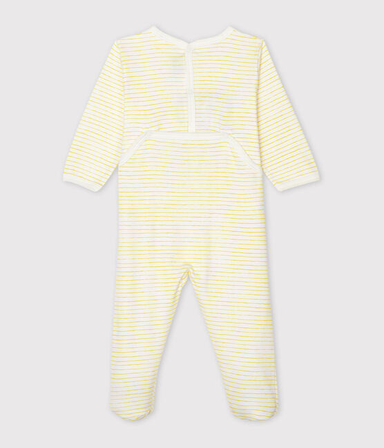 Babies' Ribbed Sleepsuit MARSHMALLOW white/SHINE yellow