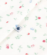 Babies' floral cotton pyjamas with a collar MARSHMALLOW white/MULTICO white