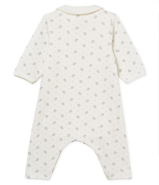 Baby boys' footless bodyjama in printed 1x1 rib knit MARSHMALLOW white/MULTICO white