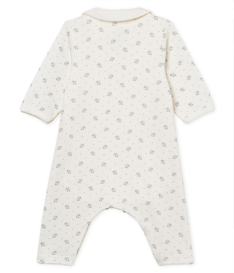 Baby boys' footless bodyjama in printed 1x1 rib knit white/multicolor