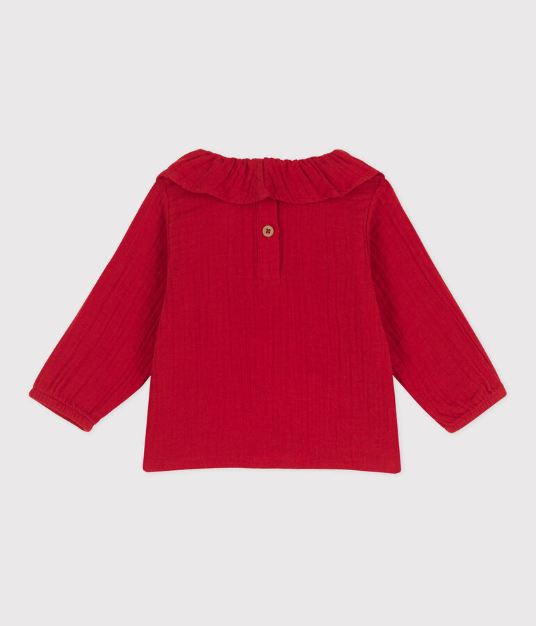 Babies' Long-Sleeved Cotton Gauze Blouse red
