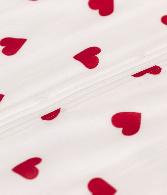 Babies' Cotton TOG-1 Rated Sleeping Bag MARSHMALLOW white/TERKUIT red