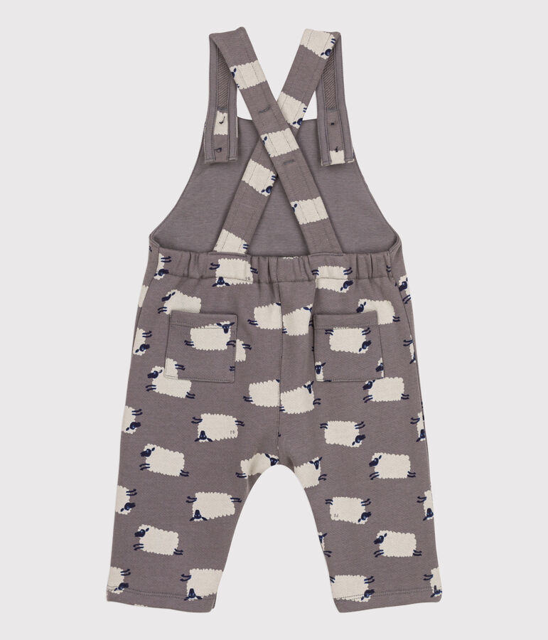 Babies' Sheep Print Long Fleece Dungarees grey/multicolor