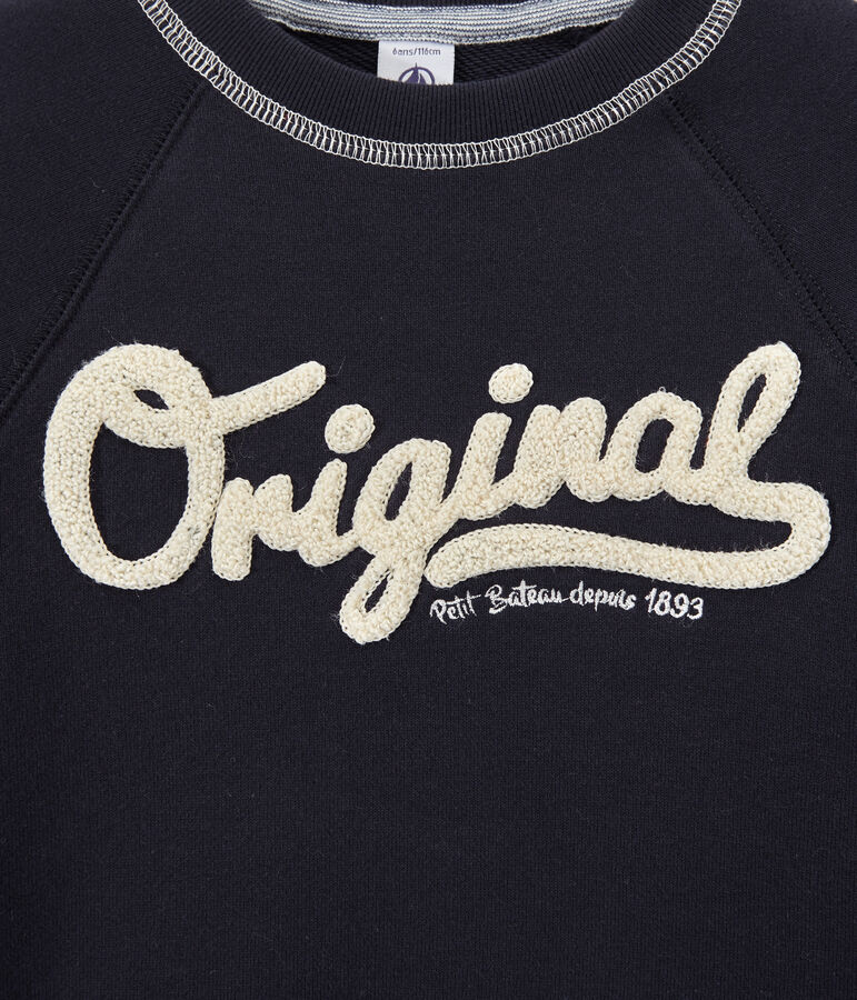 Boy's cotton fleece sweatshirt blue