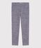 Children's stripy leggings in wool and cotton SOIR blue/MARSHMALLOW
