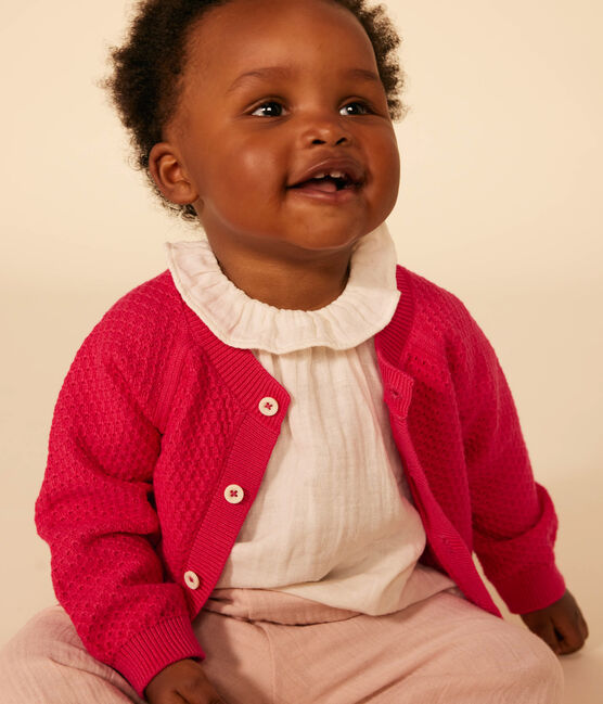 Babies' Knitted Cotton Cardigan DELHI pink