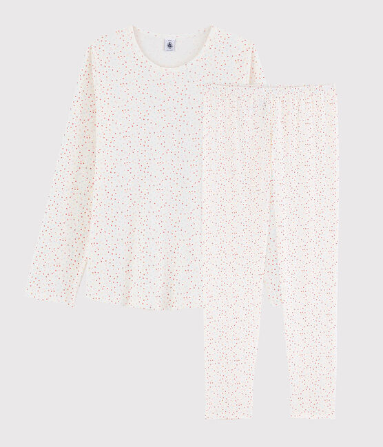 Girls'/Women's Multicoloured Spotted Organic Cotton Pyjamas MARSHMALLOW white/MULTICO white