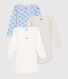 Babies' long-sleeved whale-themed cotton bodysuits - 3-Pack