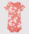 Babies' Cotton Hawaii Print Bodysuit With Ruffle Collar PAPAYE pink/MARSHMALLOW