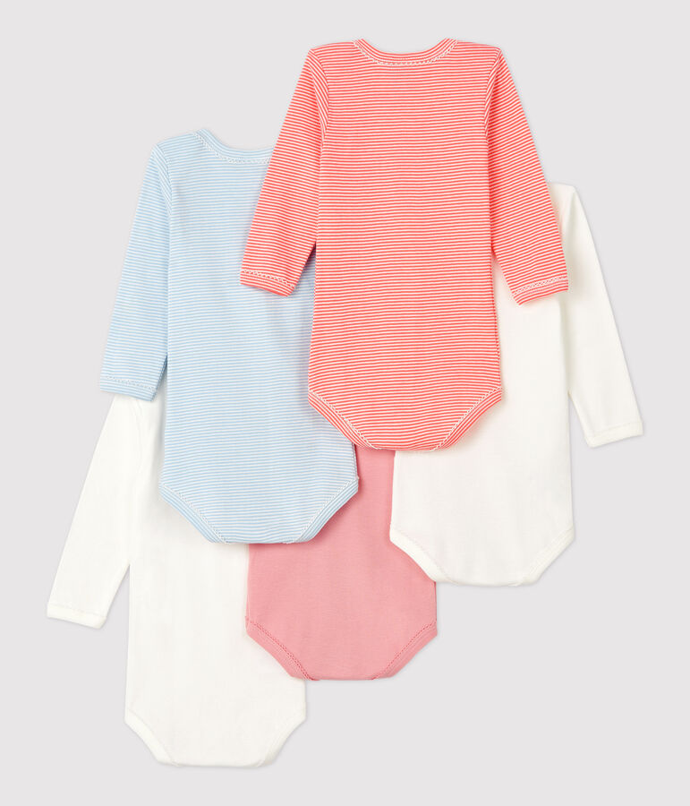 Baby Girls' Long-Sleeved Cotton Bodysuit - 5-Pack multicolor