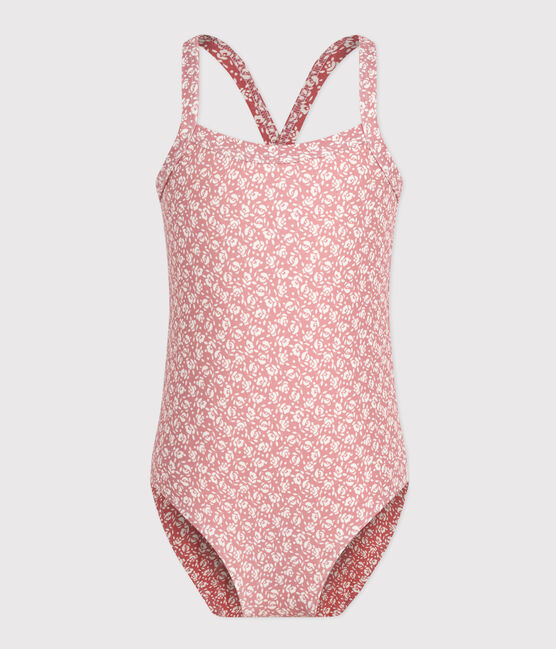 Girls' One-Piece Printed Swimsuit PANTY /MARSHMALLOW