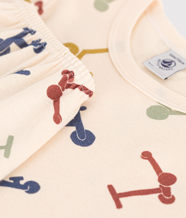 Children's Short Cotton Scooter Print Pyjamas Ecru/multicolor