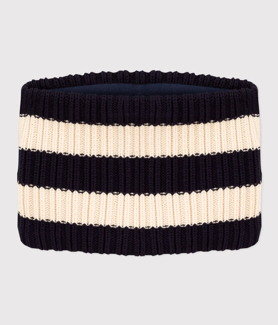 Unisex Fleece-Lined Stripy Knitted Snood SMOKING blue/AVALANCHE