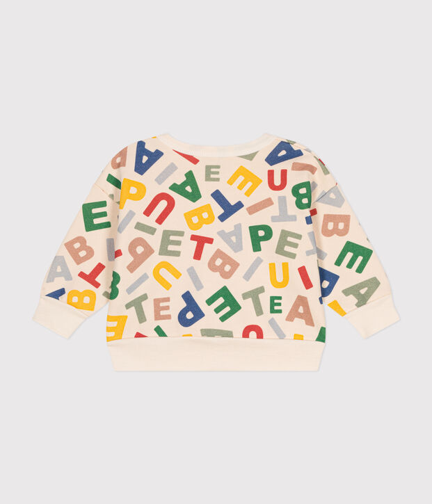 Babies' fleece sweatshirt Ecru/multicolor