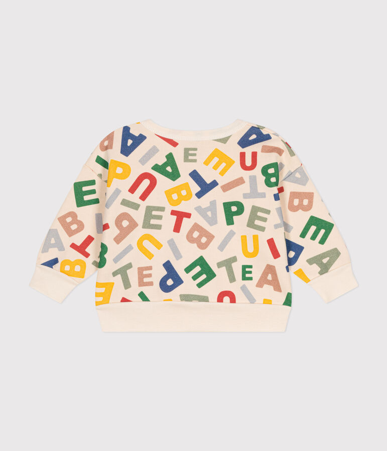 Babies' fleece sweatshirt Ecru/multicolor