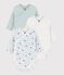 Pack of babies' long-sleeved printed cotton wrapover bodies multicolor