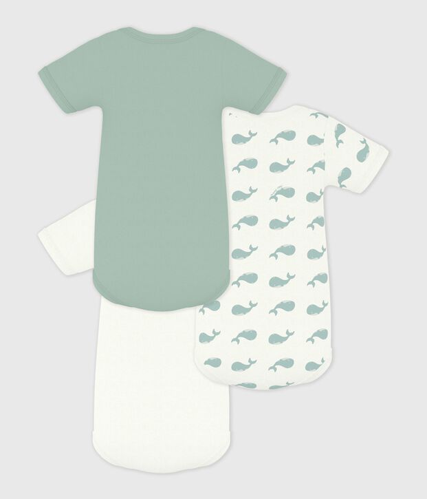 Pack of babies' short-sleeved whale print cotton bodies multicolor
