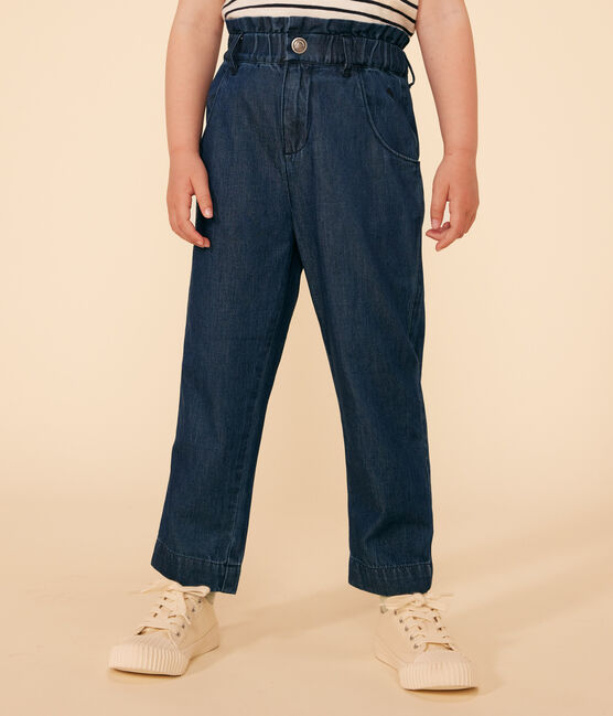 Girls' Lightweight Straight-Fit Denim Trousers DENIM blue