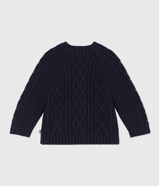 Babies' Cable Knit Cotton Pullover SMOKING blue