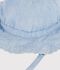 Baby girl's chambray wide brimmed floppy sun hat blue